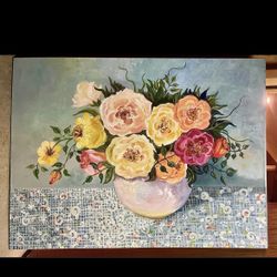 Large Acrylic Painting On Stretched Canvas Art