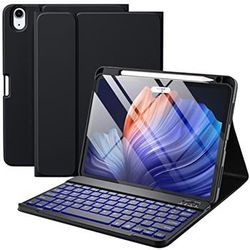 Harvopu iPad Air 11-inch M2/ 10.9 Inch Air 5th 4th Generation Case with Keyboard - Backlit Wireless Detachable, Folio Cover with Pencil Holder for iPa