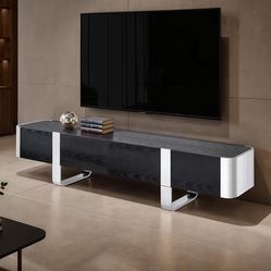 Black and silver TV stand with storage drawers brand new in box firm price $499