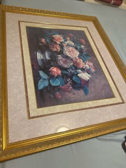 Framed floral artwork