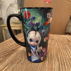 Rare Disney WonderGround Gallery Alice In Wonderland Mug Garden Jasmine Becket-Griffi 6”H