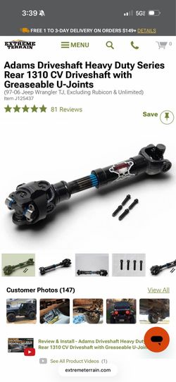 Adam's Front & Rear drive shafts 97-06 TJ
