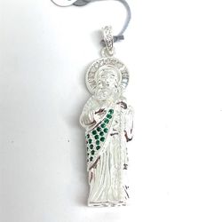 925 Sterling Silver CZ San Judas Pendant 23.10g 193528/2