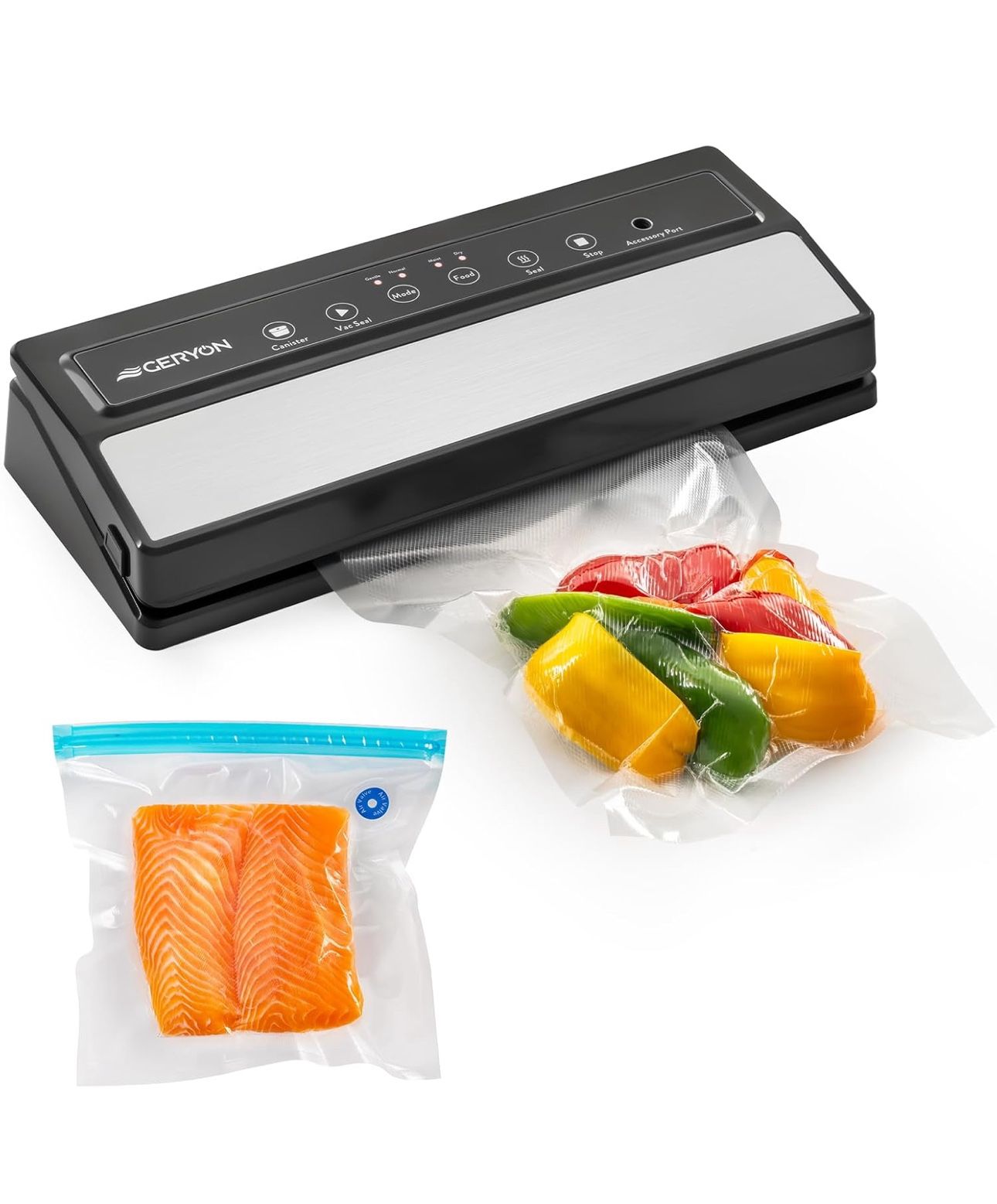 Vacuum Sealer Machine – Automatic Food Vacuum Sealer for Dry & Moist Food, Compact with LED Touch Panel, Includes Zipper Bags & Roll, Perfect for Sous