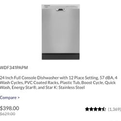 Whirlpool 24 Inch Full Console Dishwasher