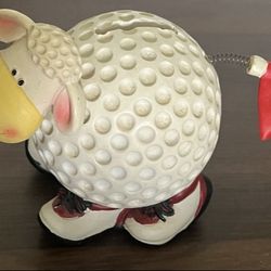 Bobble Head Golf Ball Sheep Coin Bank