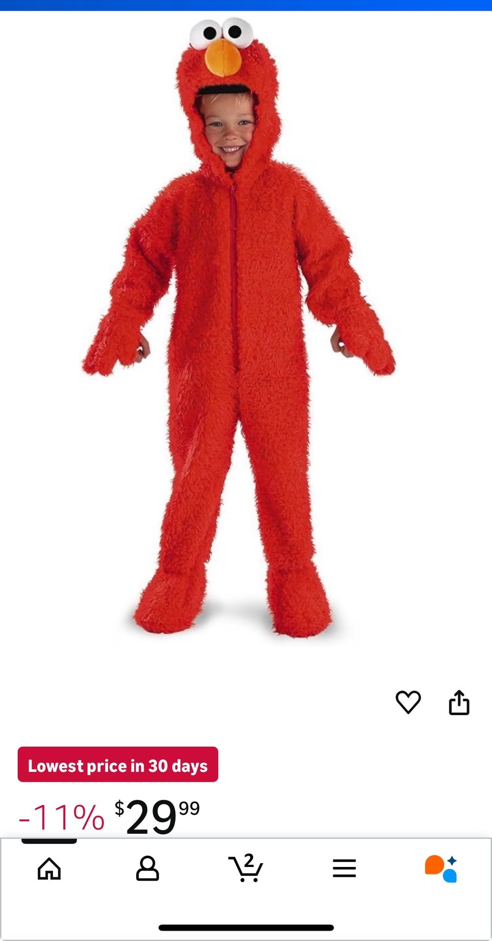 Elmo Halloween Costume 3T/4T