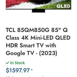 85”TCL 4k