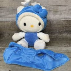 Vintage Hello kitty Plush Doll 1999 Christmas Reindeer Blue Sanrio Characters