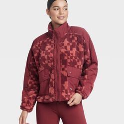 Joylab Women's Zip-Up Cropped Winter High-Pile Fleece Jacket Relaxed Fit