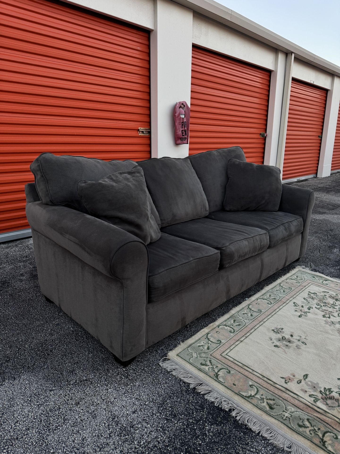 Gray Velvet Suede Sofa