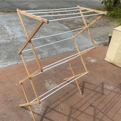 foldable wooden clothes drying rack