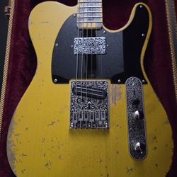 Custom Telecaster Partscaster Humbucker Relic Yellow Ash Body Bone Nut Fender