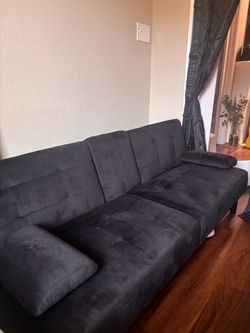 Black suede futon