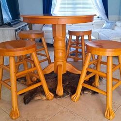 Roaring Style: Custom Wooden High-Top with Unforgettable Lion Legs.