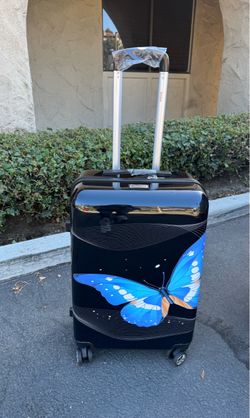 Shiny Black Butterfly Luggage - Hardside Medium Check-In Spinner with TSA Lock