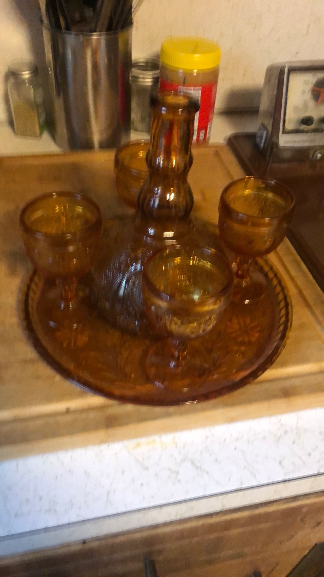 Antique Liquor Decanter and Glasses