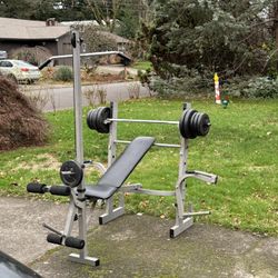 Folding Powerhouse Fitness FID Bench, Lat Pull, Pec Dec, Preacher Curl , Legs 