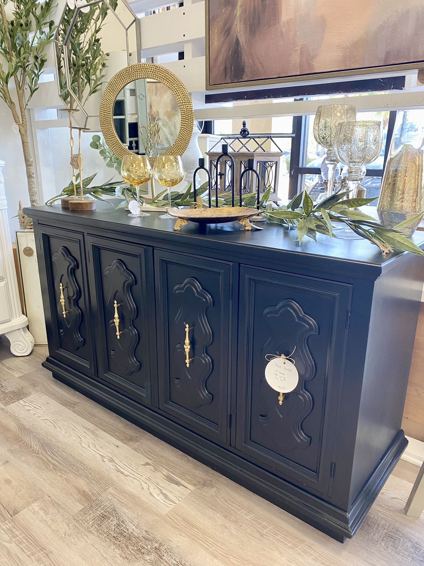 Refinished Modern Black Buffet
