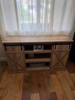 Farmhouse TV Stand with Sliding Barn Doors