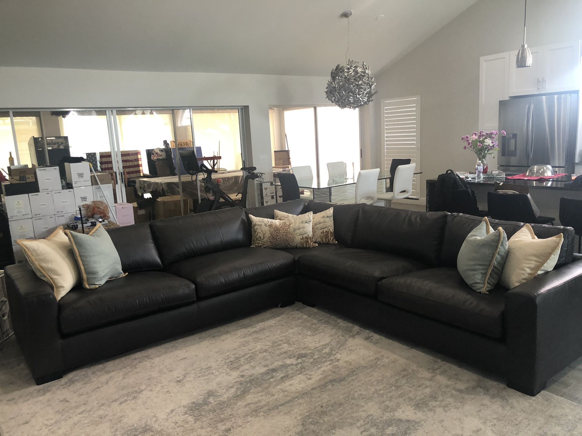 Brand New Black Leather Sectional