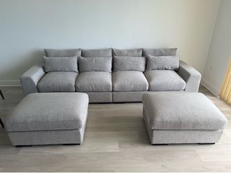 Sofa Couch Sectional with 2 Ottomans
