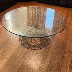 Gold Round Glass  Center Table