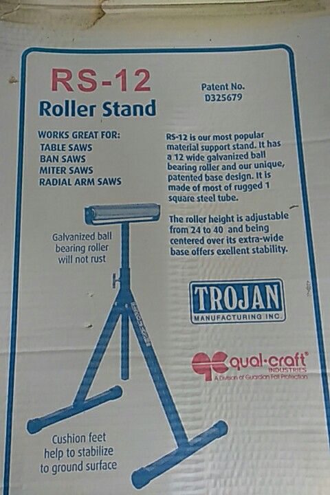 Trojan r-12 roller stand for table saw band saw miter saw
