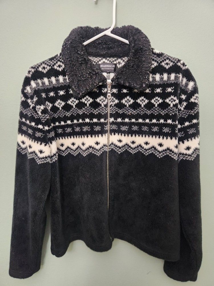 South Western Fleece Collar Women Sweater Jacket Barrage Authentic Size M