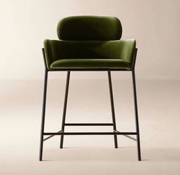 CB2 Azalea Green Velvet Counter Stools