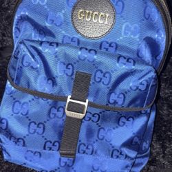 Blue Gucci Monogram Backpack 