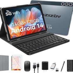 2025 Latest Android 14 Tablet (Compare to Samsung Tab), 4G Cellular Tablets with Dual Sim Slot, 14GB RAM 128GB ROM (TF 1TB) 10 inch Tablet, 2 in 1 Tab