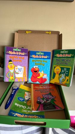 4 Sesame Street books+ Quiz It  answers Pen  All Books No Ripped  Not Scratched Good Condition
