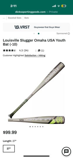 Louisville Omaha -10 27inch Youth Bat USA