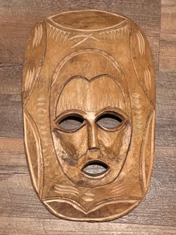 Vintage Hand-Carved Wooden Mask – Purchased in Zimbabwe (1998)