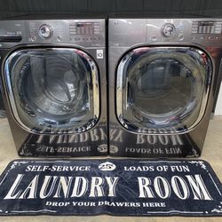 LG Front Load Washer and Dryer Set With Steam And TurboWash - Black Stainless Steel