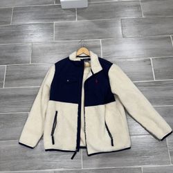 Polo Ralph Lauren Men’s High-Pile Hybrid Fleece Full-Zip Jacket Cream NWT L