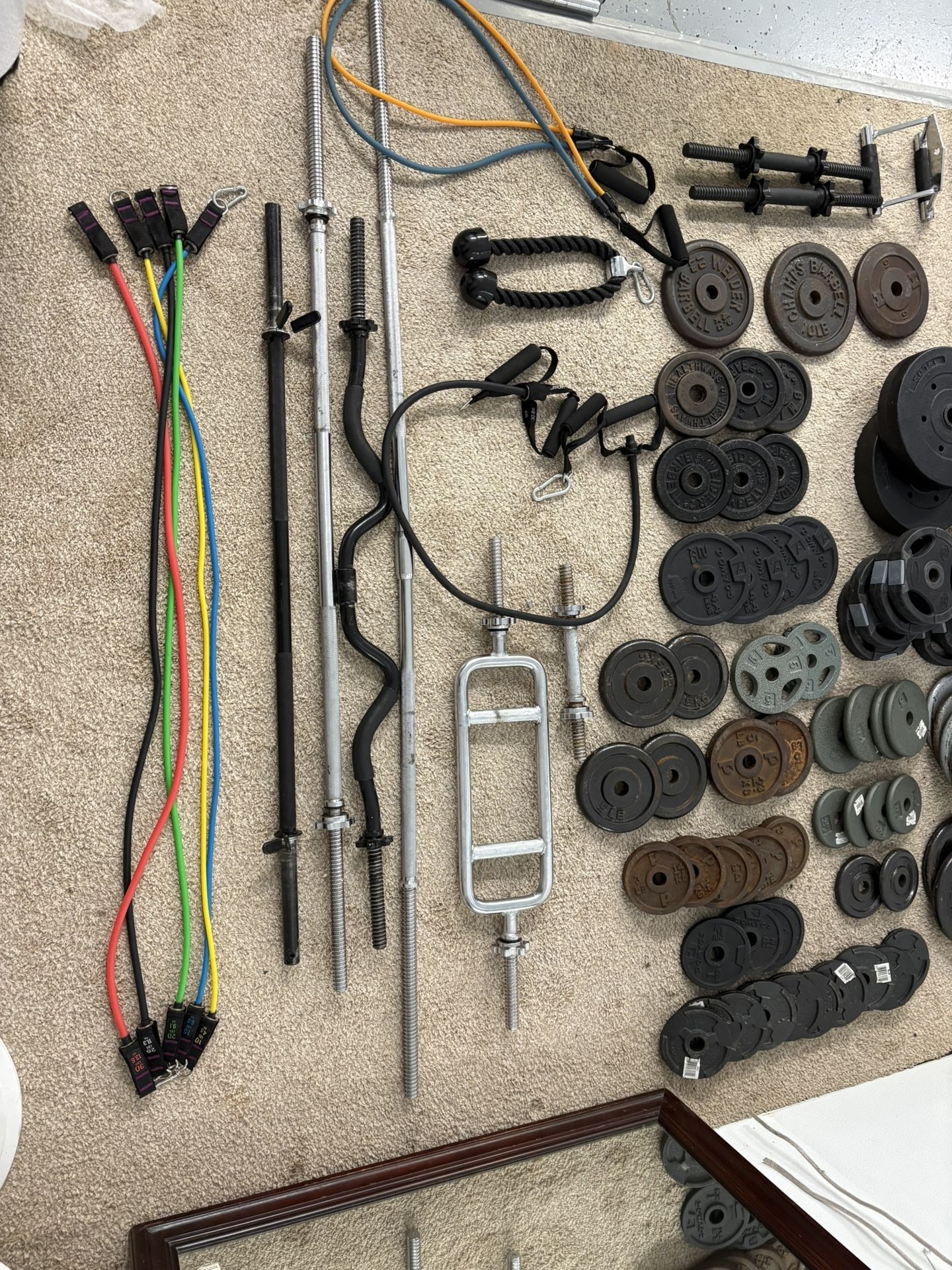 Home Gym Set - 400lb Weights, Bars, Dumbbells, Resistance Bands 