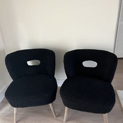 Set Of Black Chair -Upholstered Wingback Chair 