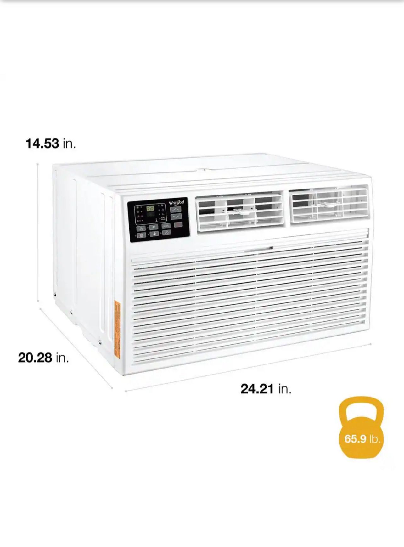 Whirlpool 10,000 BTU (DOE) 230-Volt Through-The-Wall Air Conditioner Cools 450 sq. ft. with Heater with Remote in White
