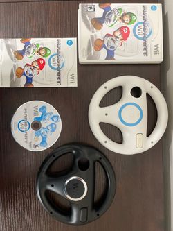 Mario Kart Wii Game w 2 Steering Wheels