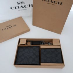 Coach Slim Classic Canvas Bifold Wallet Set of Three