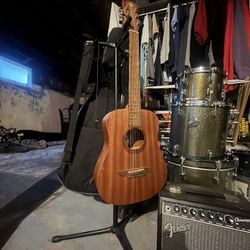 Luna Acoustic Guitar With Black Guitar Case AND Guitar Stand