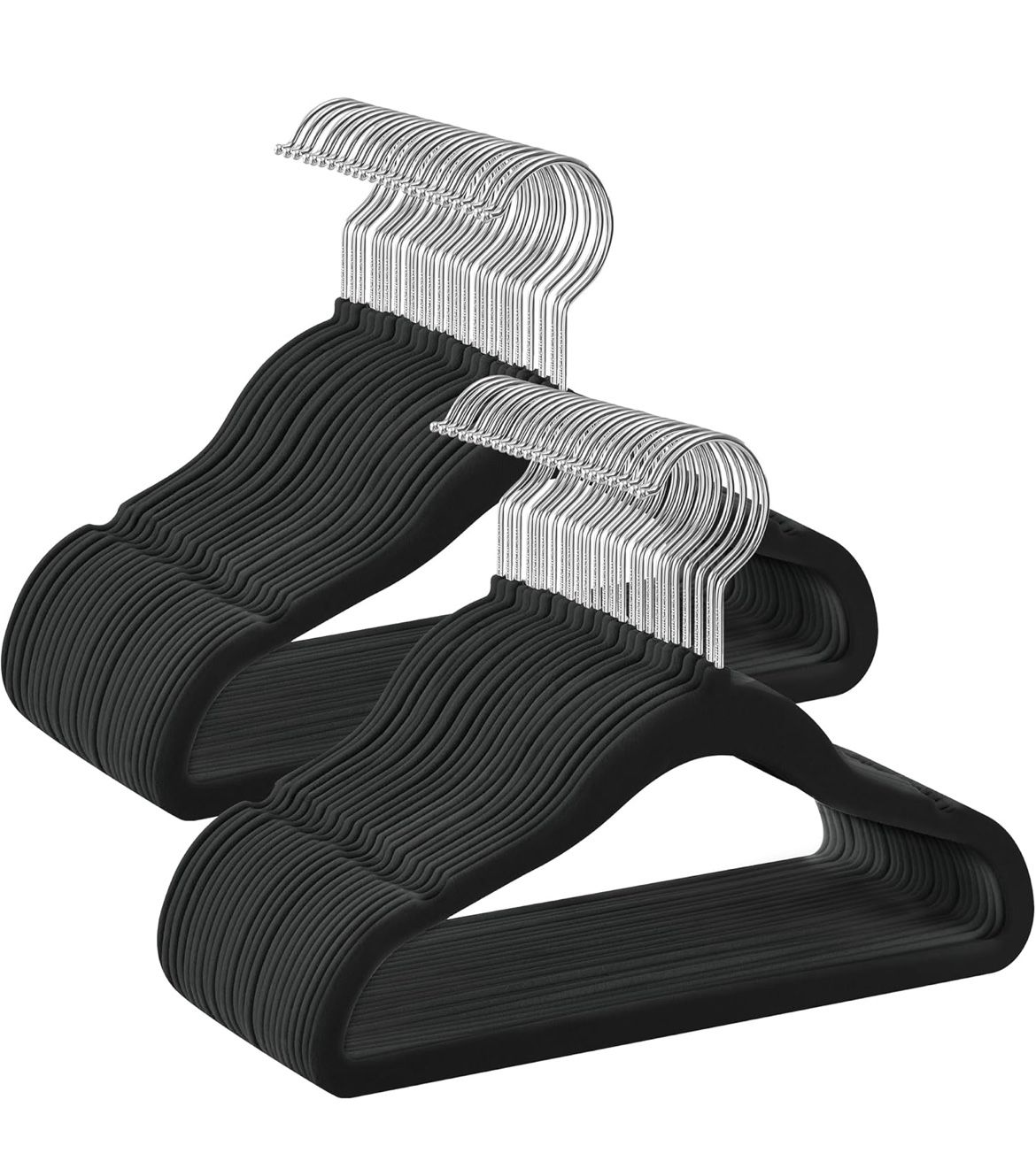 SONGMICS Baby Kids Clothes Velvet Hangers Set of 50 - Black