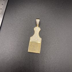 Hair Pick Sterling Silver .925  Over Gold