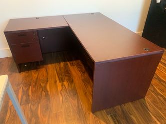 Desk l shape 66”x66” mahogany