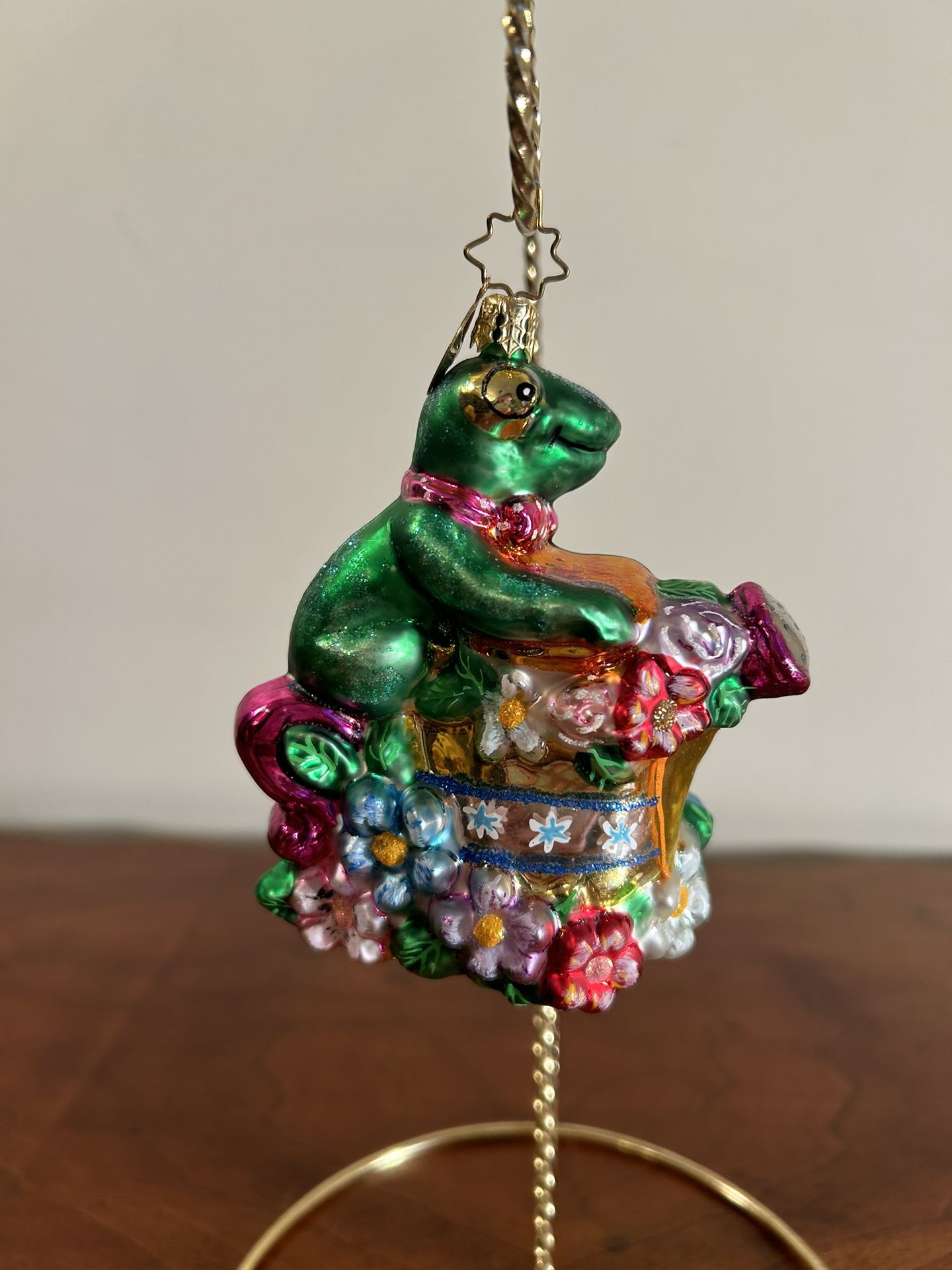 Christopher Radko Frog Ornament 4.75” tall x 3.25” wide x 2” depth