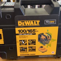 DEWALT 12-Volt MAX Lithium-Ion 100 ft. Green Self-Leveling 2-Spot & Cross Line Laser with Battery 2Ah, Charger, & TSTAK Case