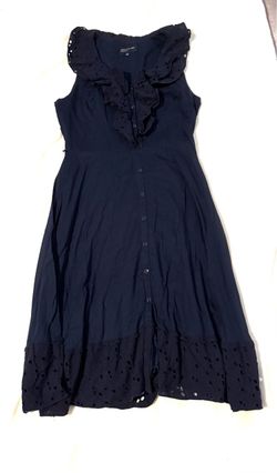 Jones New York Navy Eyelet Ruffle Dress