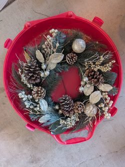 Christmas wreath for door, comes with gold hanger